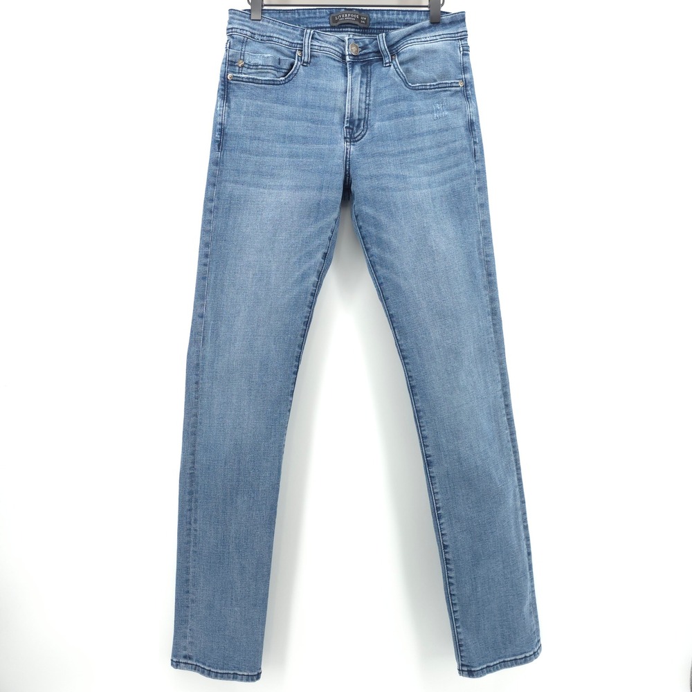Liverpool Mens Jeans Slim Straight 32W 34L Medium Blue Stretch Denim Casual